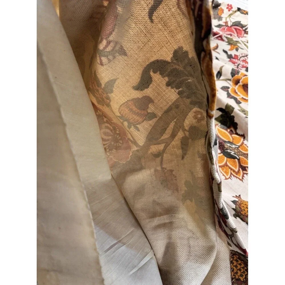 CUSTOM FRENCH COUNTRY P KAUFMANN FLORAL CURTAIN PANELS 60”L X2 Panels 70s Pinch